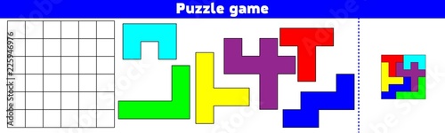 Puzzle game.  Complete the Pattern. Education logic game for preschool kids. Vector Illustration