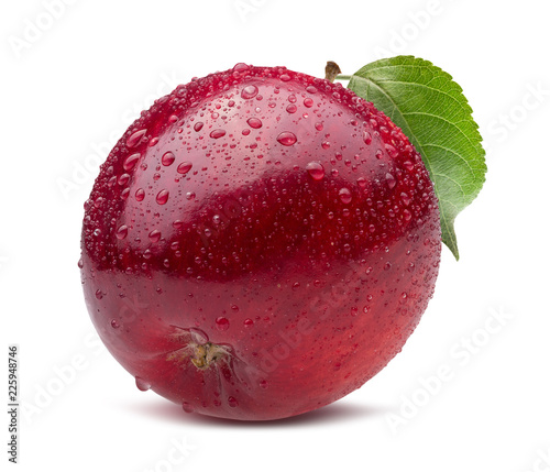 red apple with water drops isolated on a white background