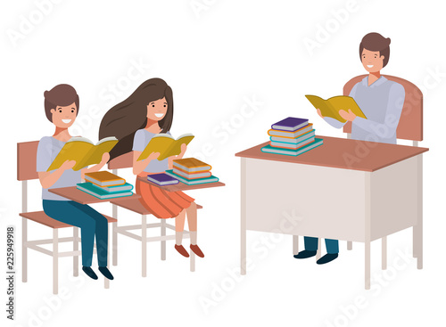 teacher reading in the classroom with students