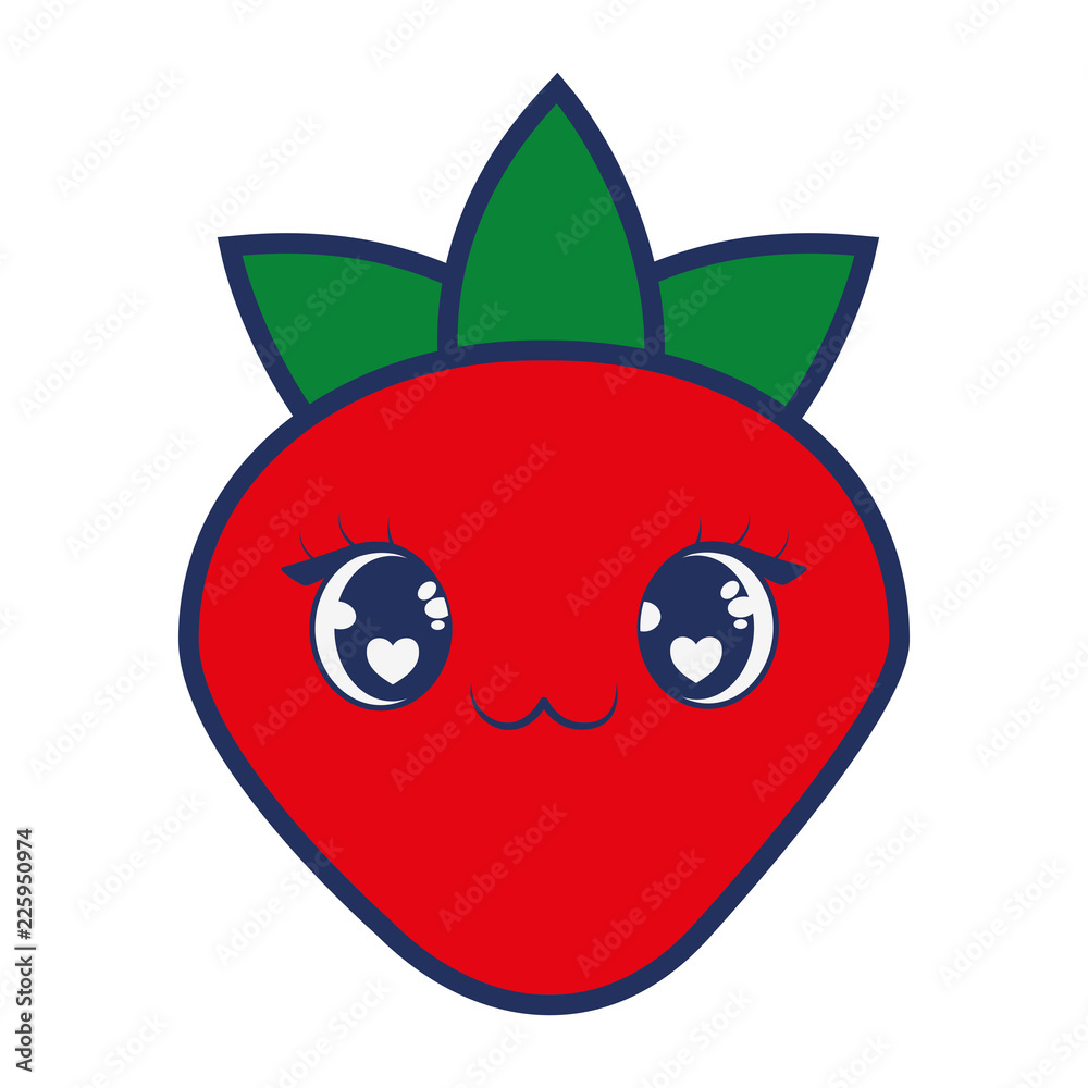 Obraz premium cute strawberry fruit kawaii character