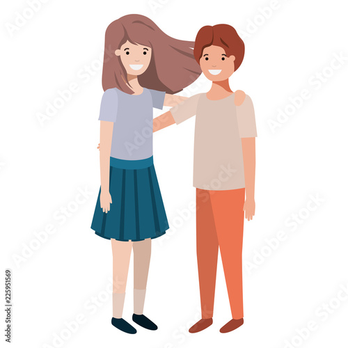 friendly teenagers couple characters