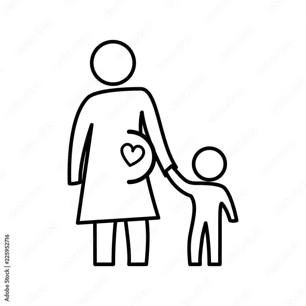 Fototapeta premium mother pregnancy silhouette with son