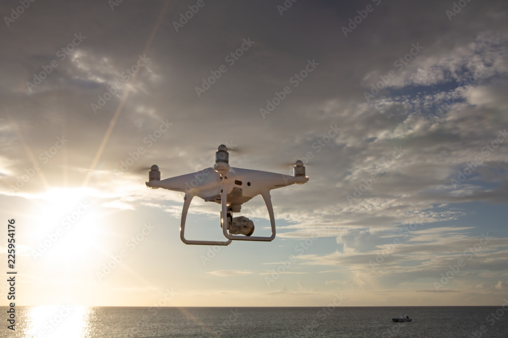 Naklejka premium Drone against the cloudy sky