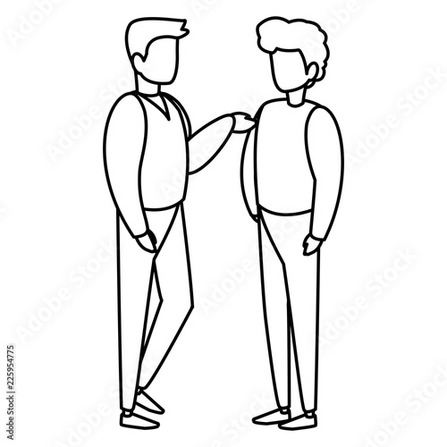 young men couple modeling characters