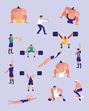 men practicing sports avatar character