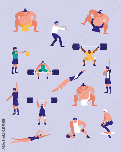 men practicing sports avatar character