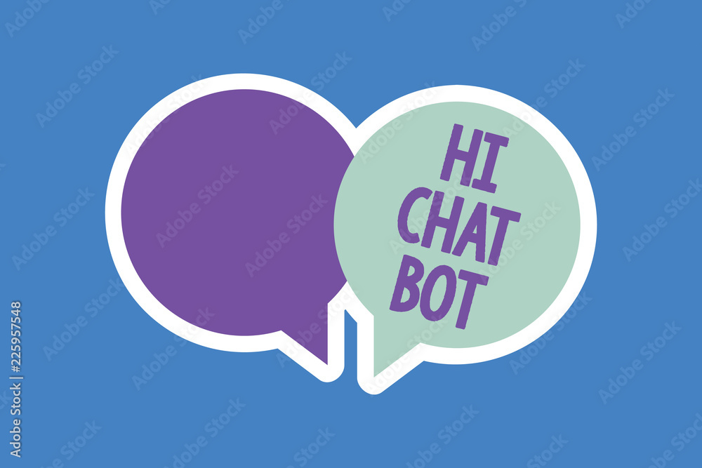 Word writing text Hi Chat Bot. Business concept for Greeting to robot machine who answers to a sent message. Word writing text Hi Chat Bot. Business concept for Greeting to robot machine who answers to a sent message.