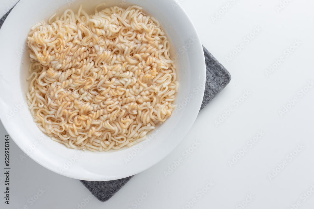 noodle in bowl on white background top view noodle in bowl on white background top view