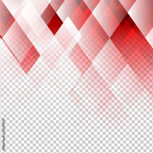 Geometric elements red color abstract vector with transparent background