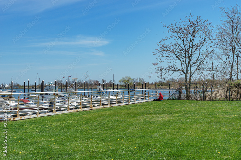 Grass, marina, fence and boats on Staten Island. Grass, marina, fence and boats on Staten Island.