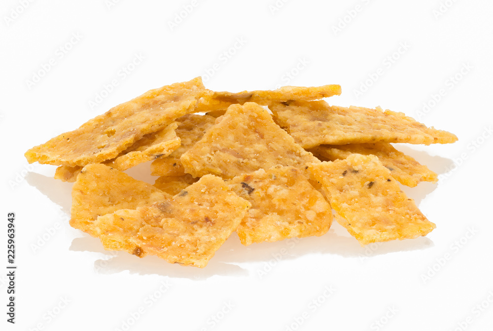 tortilla chips isolated on white background with shadow