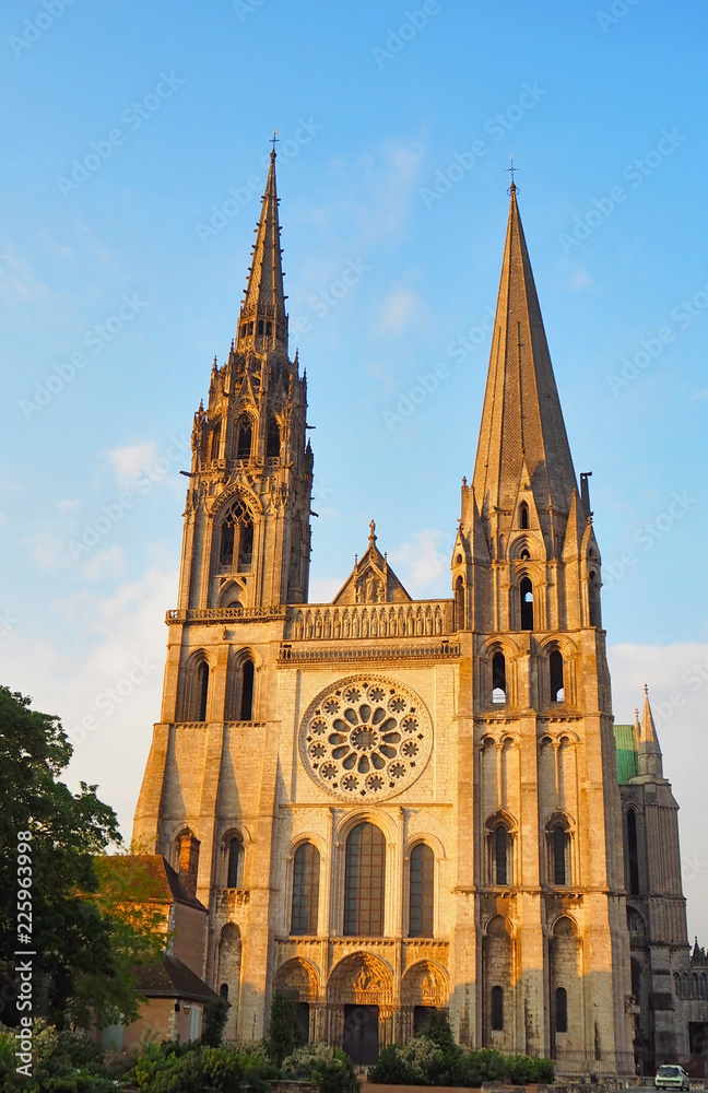 Fototapeta premium view of the Cathedral Notre-Dame de Chartres ind Chartres in Eure et Loir department of Loire Valley, France