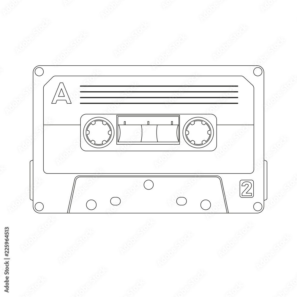  cassette tape  vector illustration lining draw front