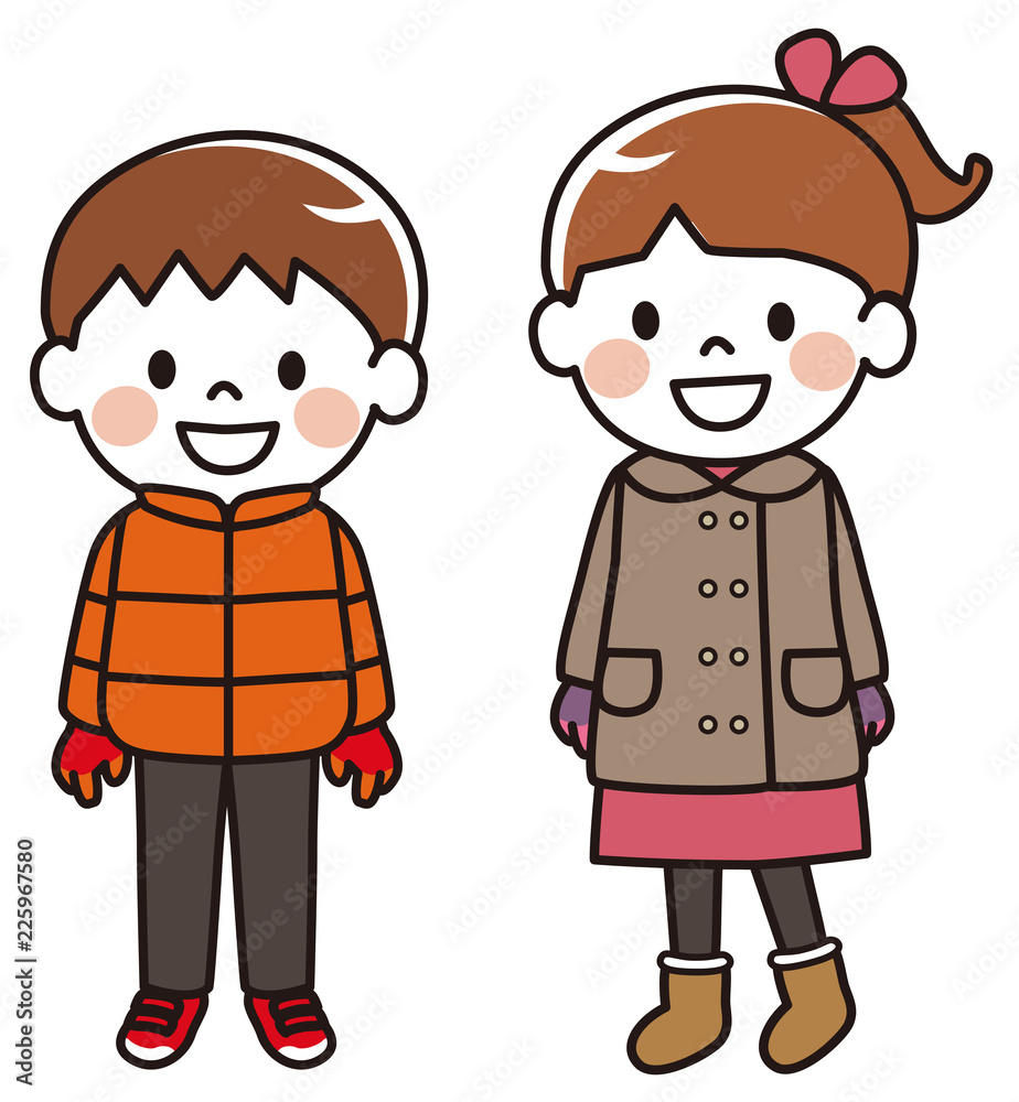 Children dressed in autumn / winter