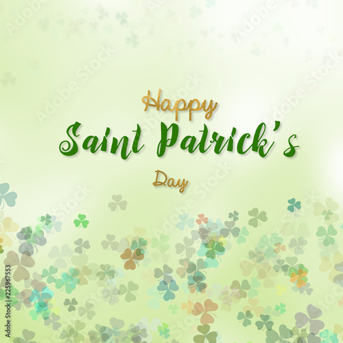 St Patrick day background with shamrock clover leaf, Irish festival symbol