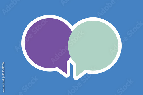 Flat design business Vector Illustration concept template copy space text for Ad website esp isolated 3d isometric. Two Blank Round Speech Bubble Overlapping Sticker style in Solid Color