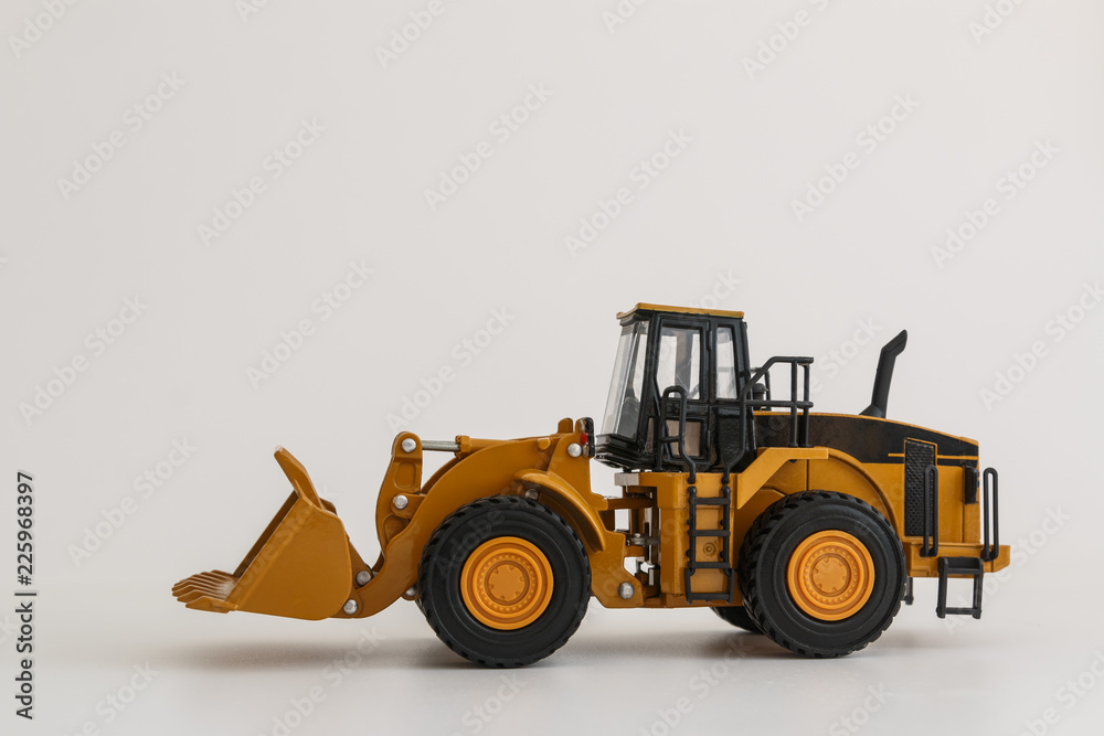 Wheel loader model on white background Wheel loader model on white background