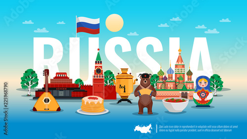 Russia Travel Flat Composition 