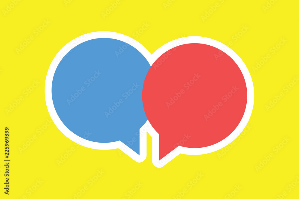 Flat design business Vector Illustration Empty copy space for Ad website promotion esp isolated Banner template. Two Blank Round Speech Bubble Overlapping Sticker style in Solid Color Flat design business Vector Illustration Empty copy space for Ad website promotion esp isolated Banner template. Two Blank Round Speech Bubble Overlapping Sticker style in Solid Color