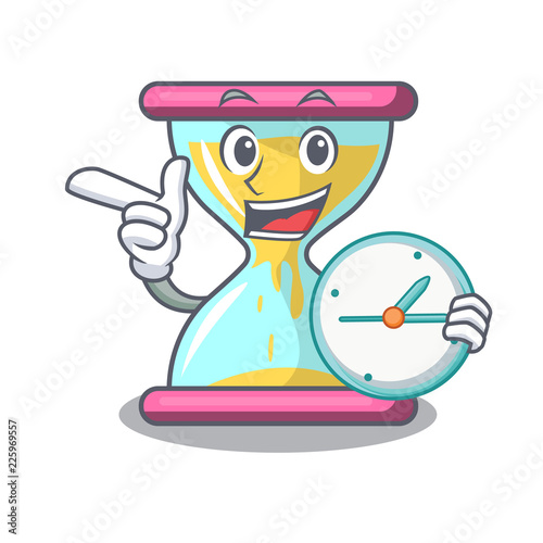 With clock cartoon hourglass in the dawn time