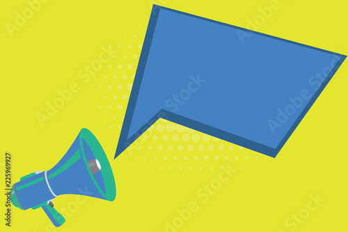 Flat design business Vector Illustration concept template copy space text for Ad website esp isolated 3d isometric. Megaphone Loudspeaker and Blank Geometric shape Halftone Speech Bubble