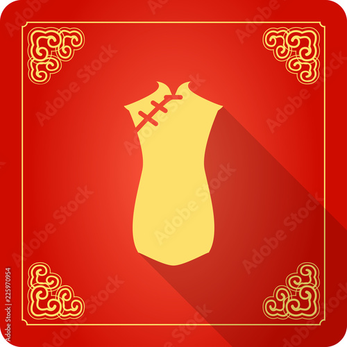 Traditional Chinese Woman's Clothing Icon, Flat Design