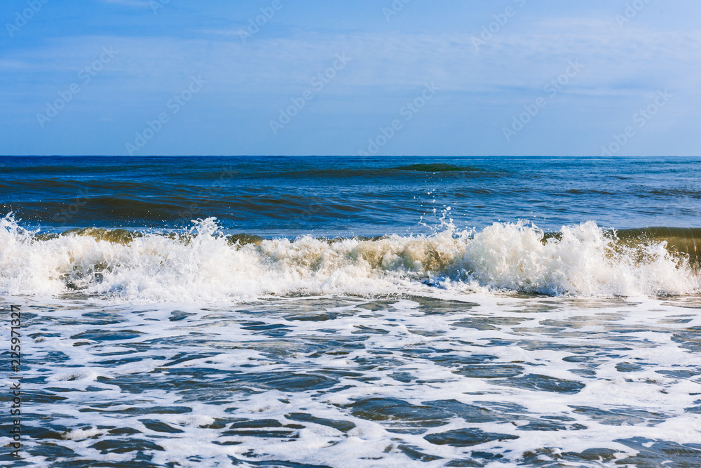Fototapeta premium Powerful sea waves breaking, natural background