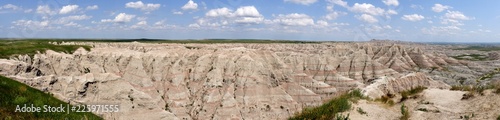 Panoramic view from one observation point at Badlands National Park in South Dakota  USA.