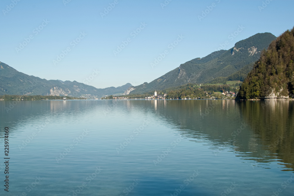 view of the Wolfgangsee in the Salzkammergut