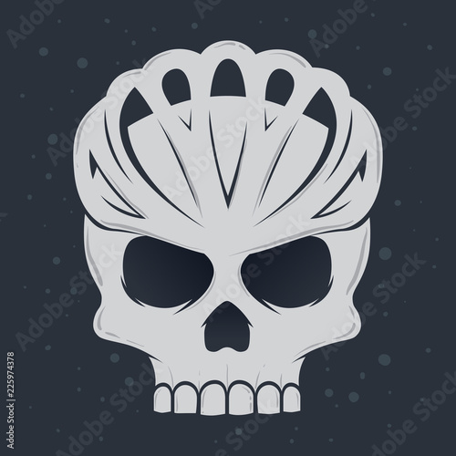 Skull Wearing Bicycle Helmet