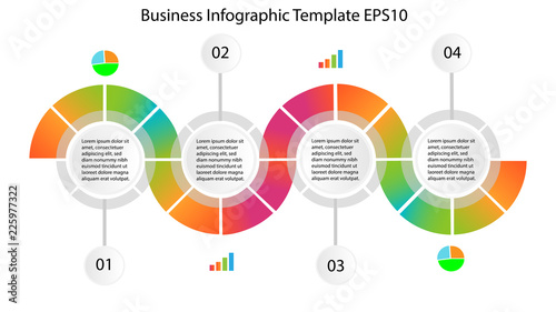 Vector 9 infographic roadmap and 4 circles with sticks