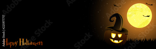 dark halloween pumpkin and full moon