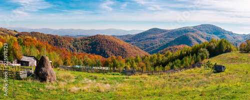 panorama of a beautiful rural countryside of Romania. lovely autumn landscape
