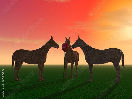 Three mysterious horses