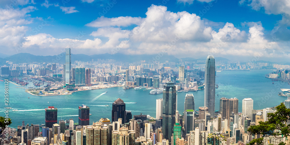 Obraz premium Panoramiczny widok na Hongkong