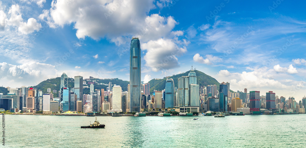 Naklejka premium Port Wiktorii w Hongkongu
