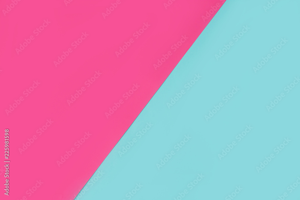 Flat lay of pink and blue background.