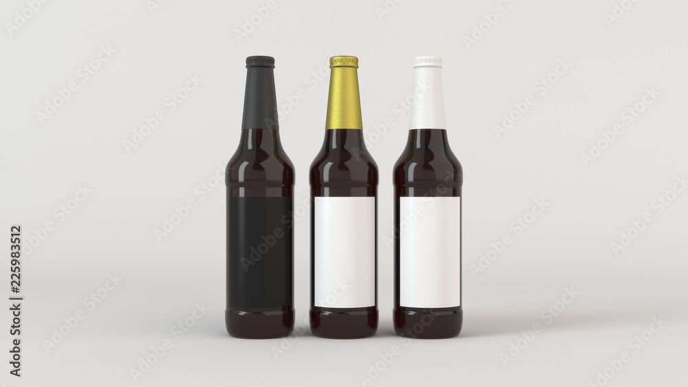 Mock up of tall beer bottles with blank labels Mock up of tall beer bottles with blank labels