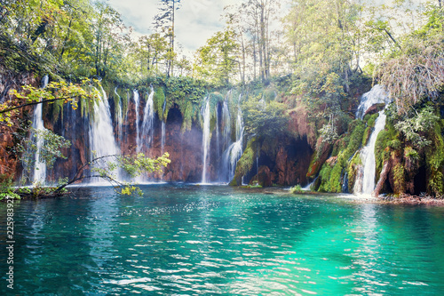 Several waterfalls of one of the most astonishing Plitvice Lakes  Croatia. A truly virgin and wonderful piece of nature