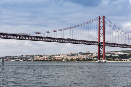 The 25 de Abril Bridge over the River Tagus in Lisbon, Portugal