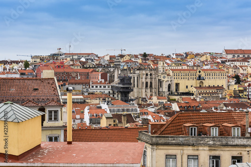 Lisbon skyline viewed from the castle - the Elevador de Santa Justa can be seen in the distance