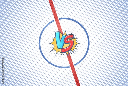 Hockey championship versus battle cartoon background vector illustration. Scratched texture of the ice arena skates template