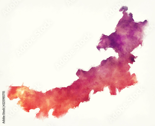 Neimenggu Inner Mongolia province watercolor map of China in front of a white background photo