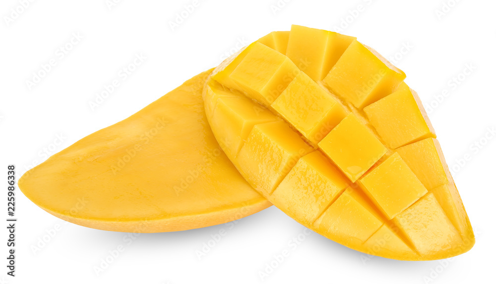 Slice mango isolated on white clipping path Slice mango isolated on white clipping path