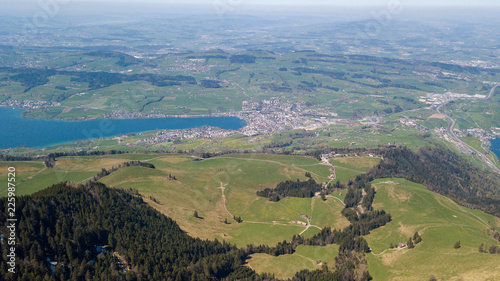 aerial view of beautiful lake lucerne switzerland europe on calm sunny day