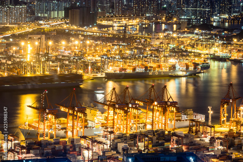 Hong Kong view with its ports and sea commerce trading © arnaudmartinez