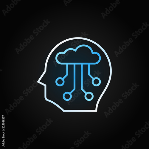 AI head vector colored line icon on dark background