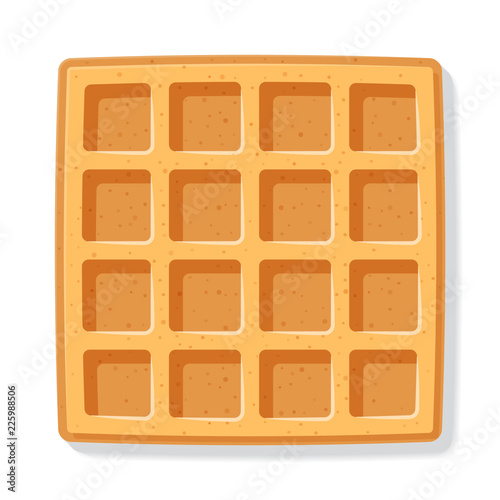 Square  waffle. Soft Belgian waffles. Realistic style. Dessert template. Vector illustration.