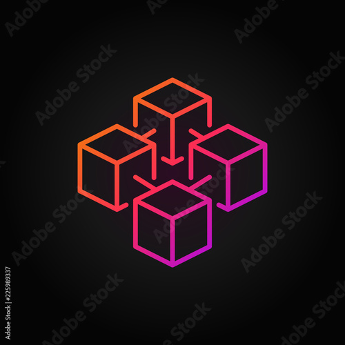 Blockchain cube vector colorful line icon or logo element