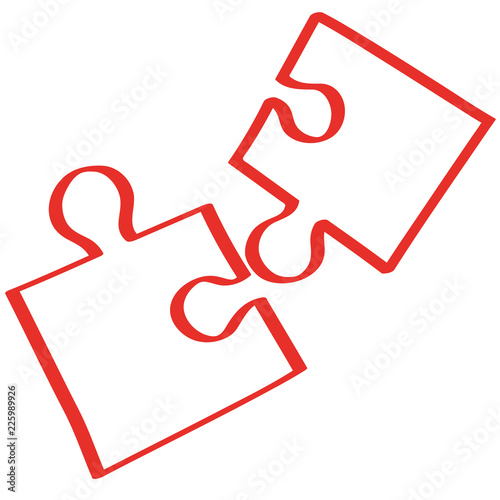 Handgezeichnetes Puzzle in rot